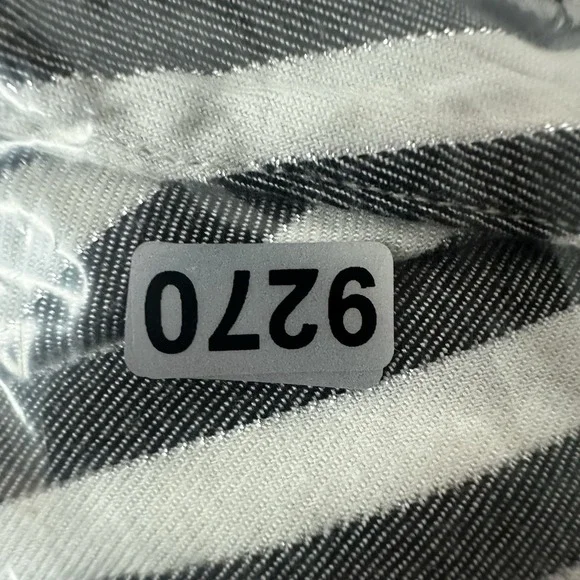 Victorias Secret Pajama Shirt Top Womens Medium White Gray Stripe Soft Button - Picture 12 of 12